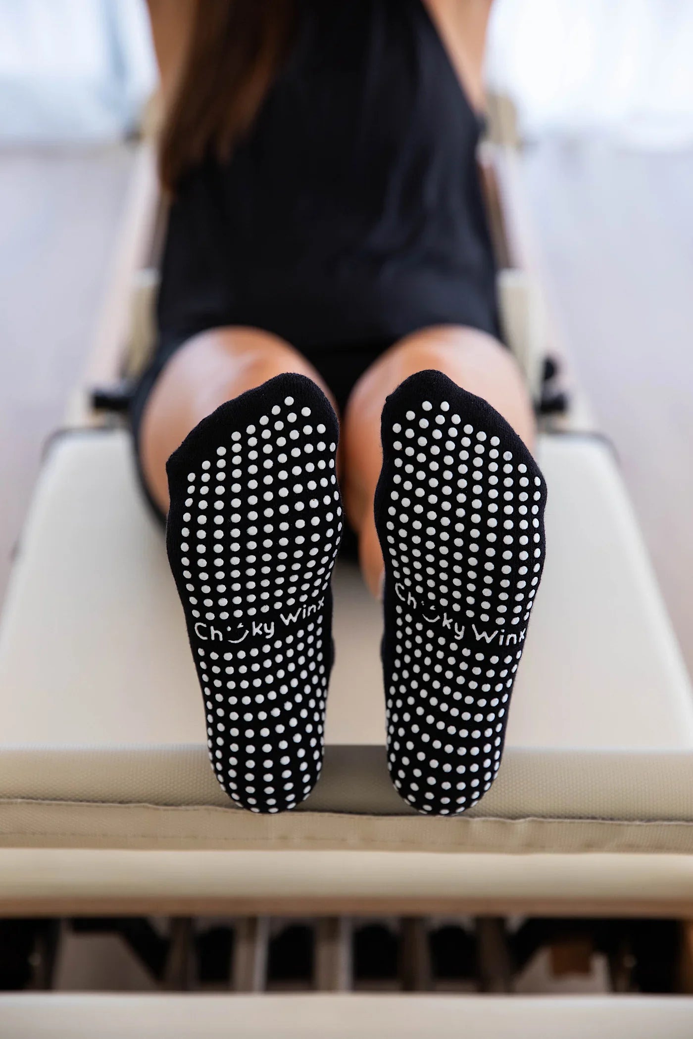 Frilly Black Grip Socks