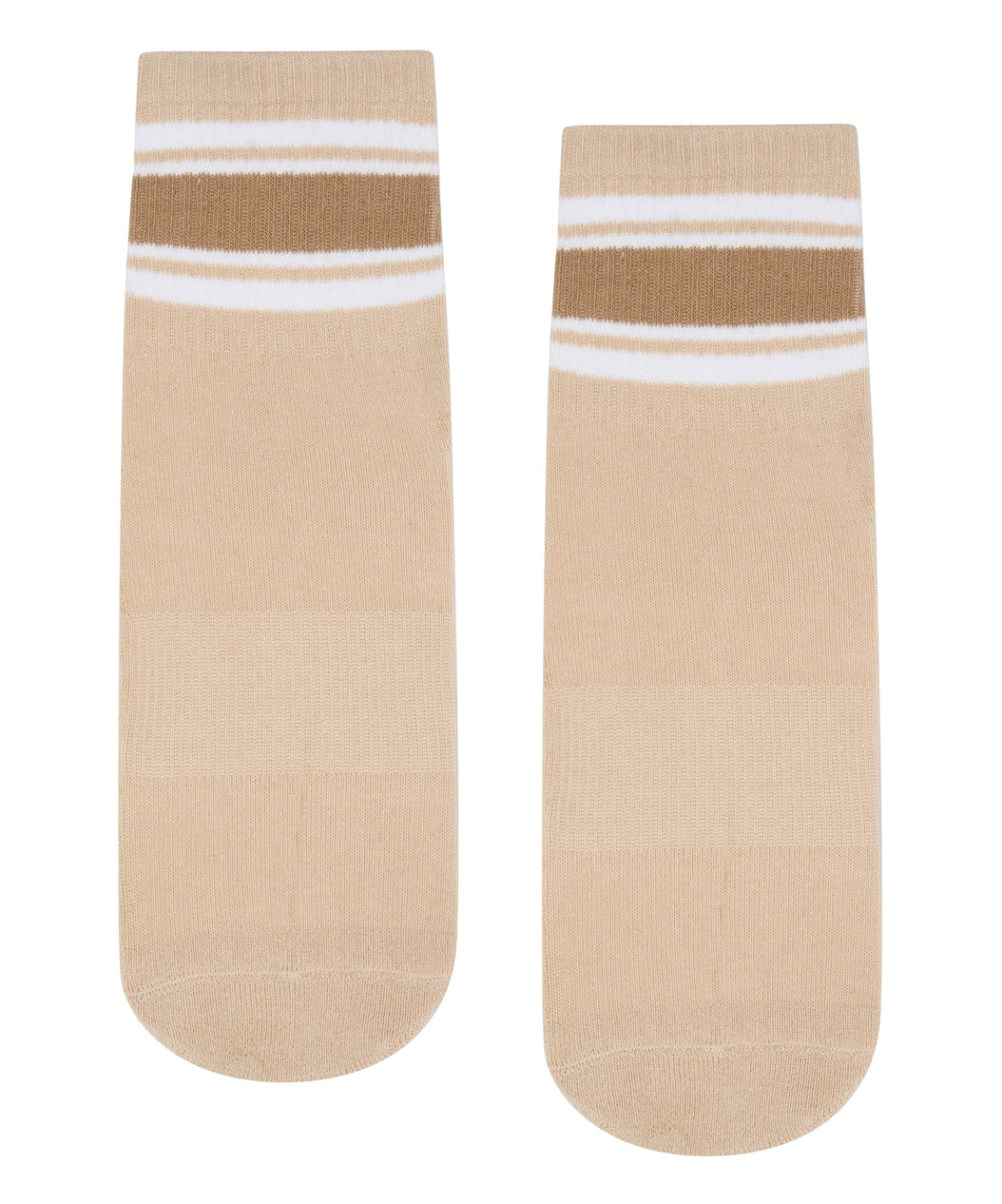 Crew Non Slip Grip Socks - Beige Stripes