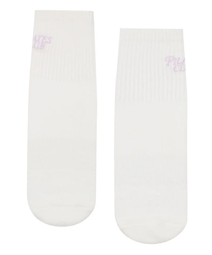 Crew Non Slip Grip Socks - Pilates Club Ivory