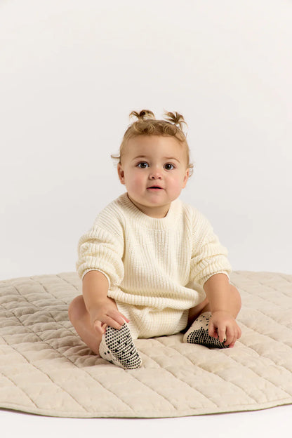 Baby Spot Grip Sock - Beige