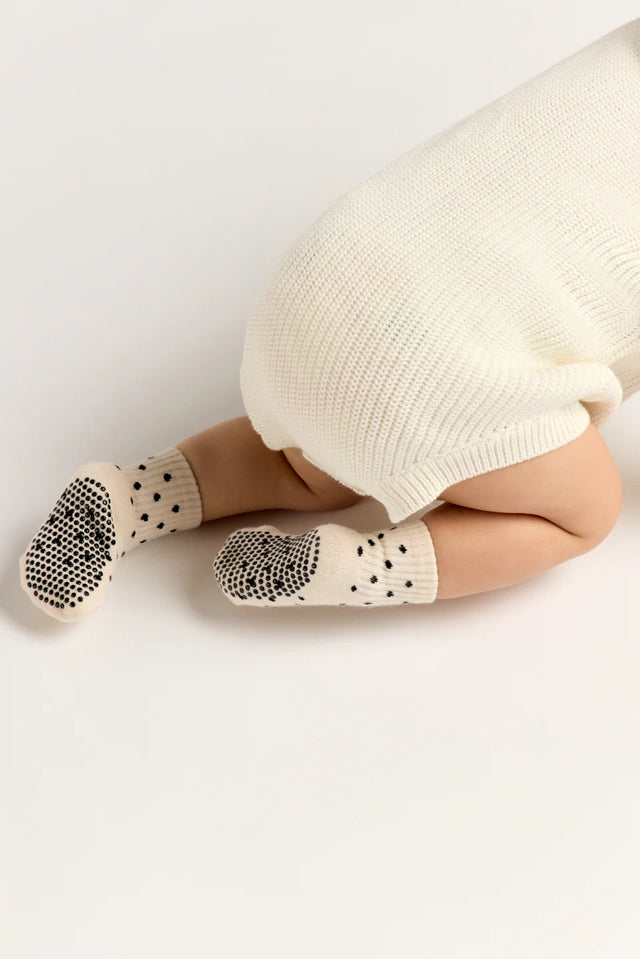 Baby Spot Grip Sock - Beige