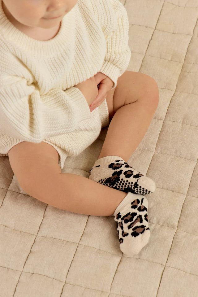 Baby Non Slip Grip Socks - Leopard