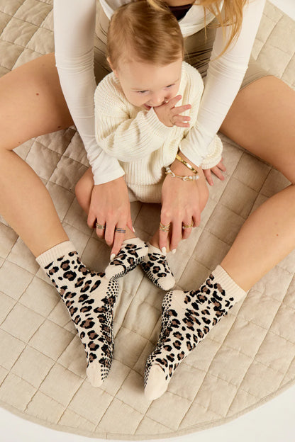 Baby Non Slip Grip Socks - Leopard