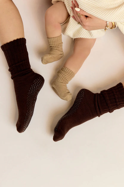 Baby Scrunch Grip Sock - Toffee