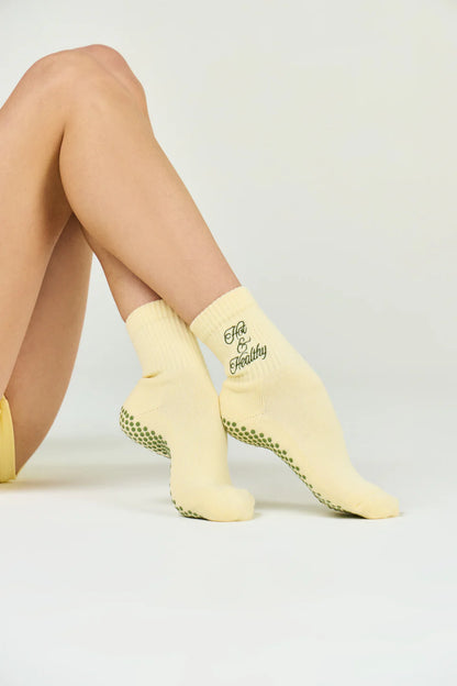 Hot and Healthy Pilates Grip Sock - Lemon