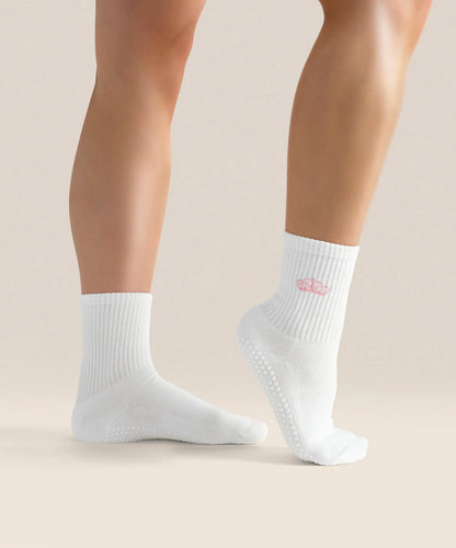 Crew Non Slip Grip Socks - Pink Crown
