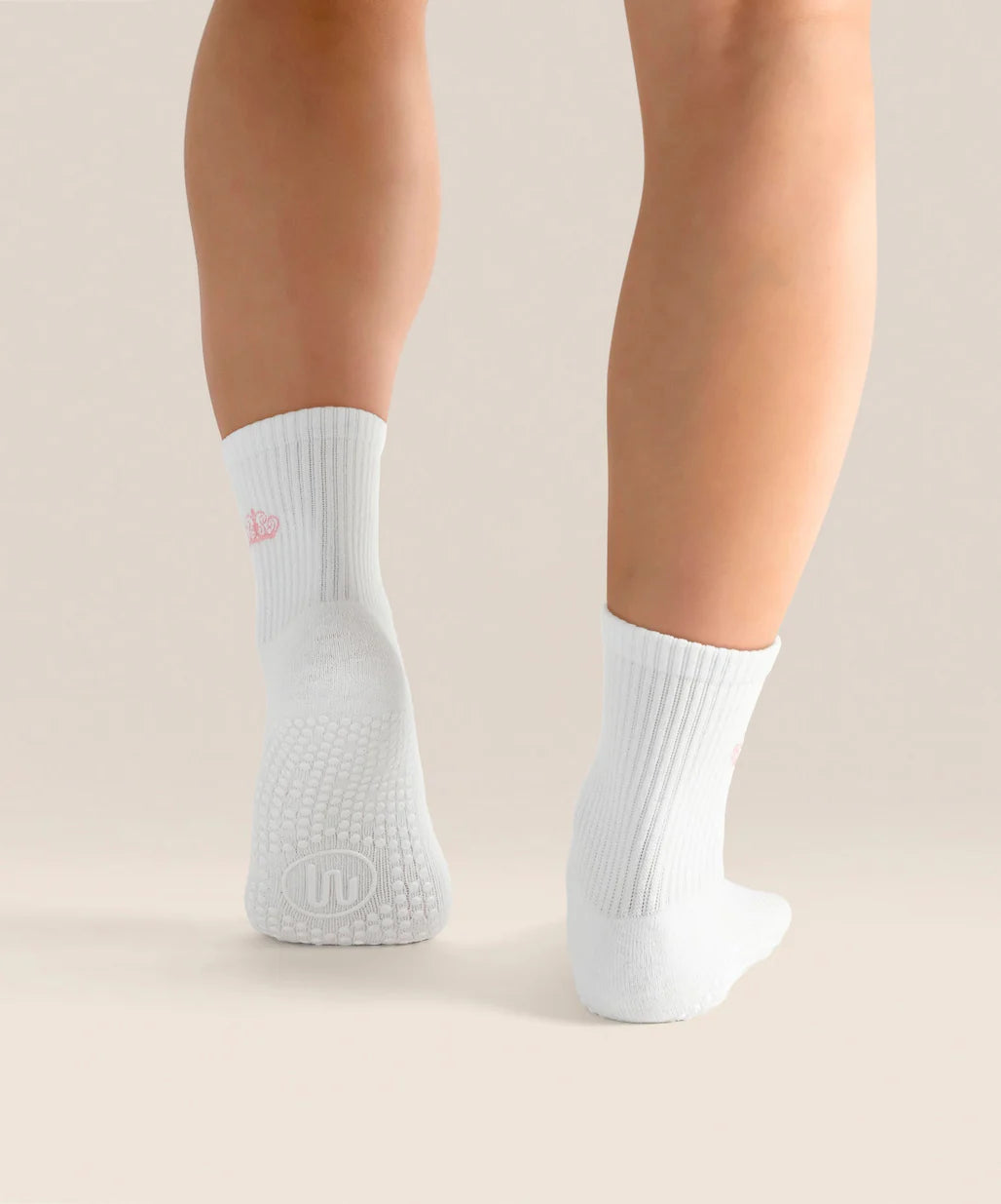 Crew Non Slip Grip Socks - Pink Crown
