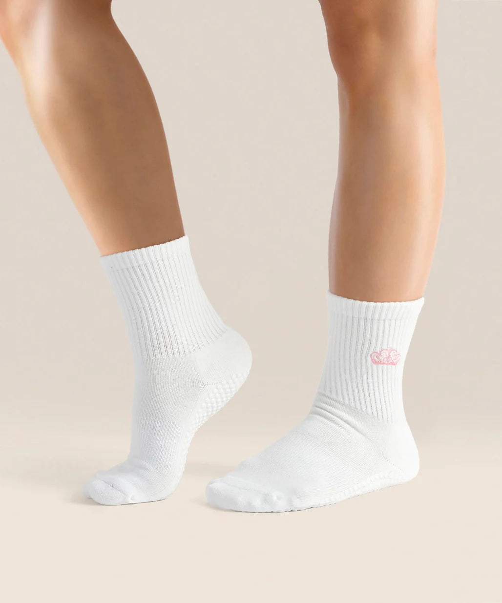 Crew Non Slip Grip Socks - Pink Crown