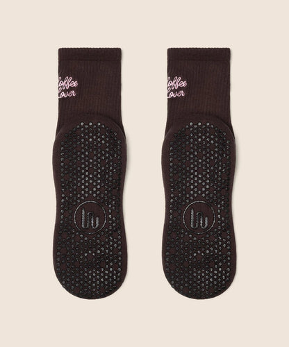 Crew Non Slip Grip Socks - Coffee Lover