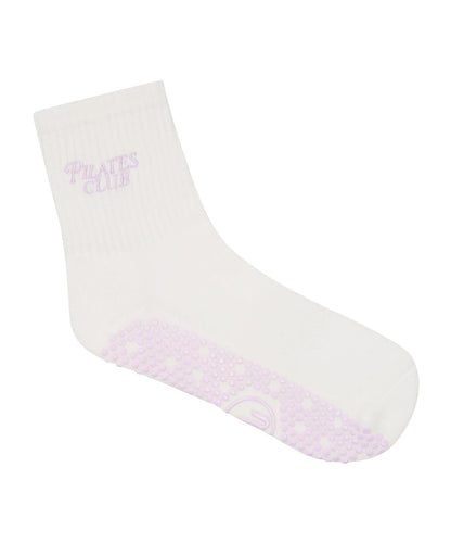 Crew Non Slip Grip Socks - Pilates Club Ivory