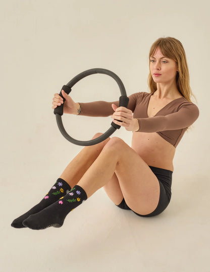 The Wild Flower Sock Black