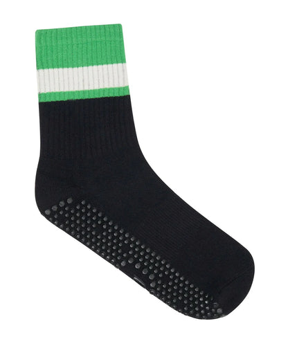 Men's Crew Non Slip Grip Socks - Black & Green