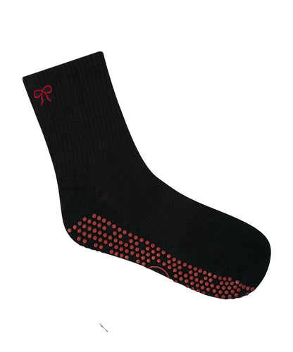 Crew Non Slip Grip Socks - Whimsy Bow Black