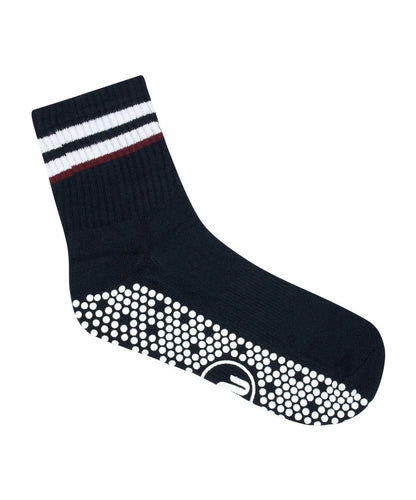 Men's Crew Non Slip Grip Socks - Nautical Stripes