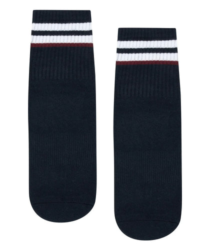 Men's Crew Non Slip Grip Socks - Nautical Stripes