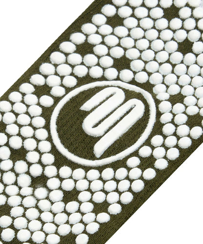 Men's Crew Non Slip Grip Socks - Khaki Stripe