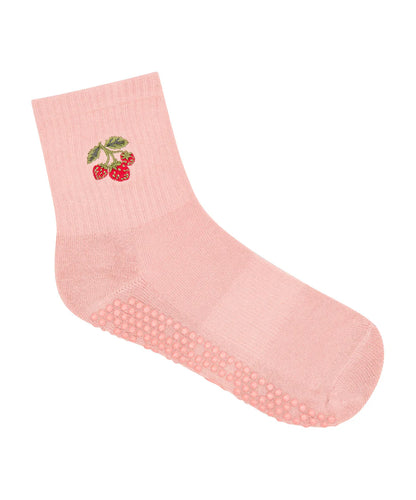 Crew Non Slip Grip Socks - Strawberry Patch