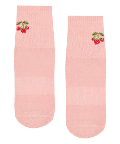 Crew Non Slip Grip Socks - Strawberry Patch