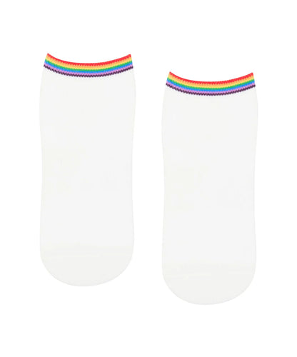Classic Low Rise Grip Socks - Rainbow Ivory