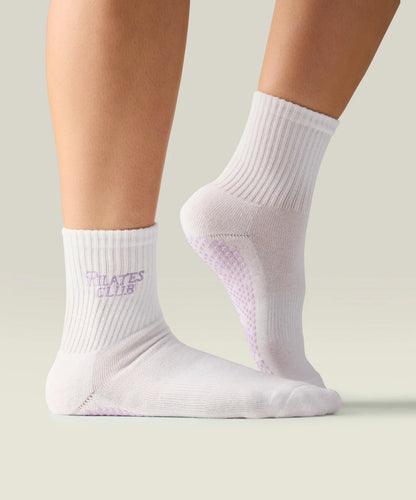Crew Non Slip Grip Socks - Pilates Club Ivory