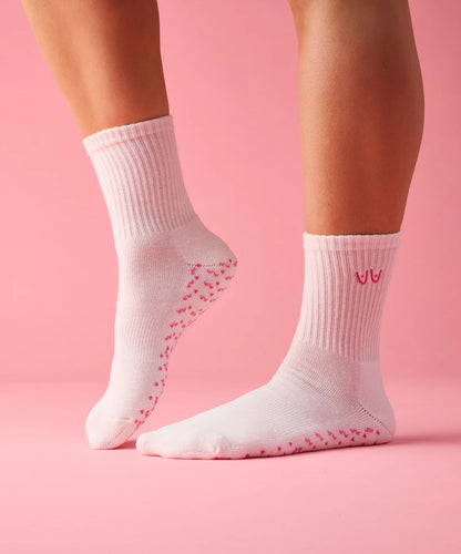 Crew Non Slip Grip Socks - Power in Pairs Ivory