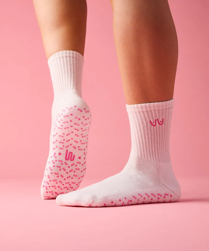 Crew Non Slip Grip Socks - Power in Pairs Ivory