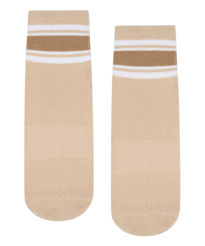Crew Non Slip Grip Socks - Beige Stripes