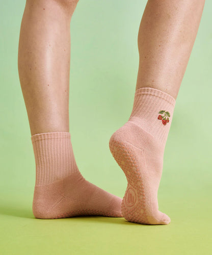 Crew Non Slip Grip Socks - Strawberry Patch