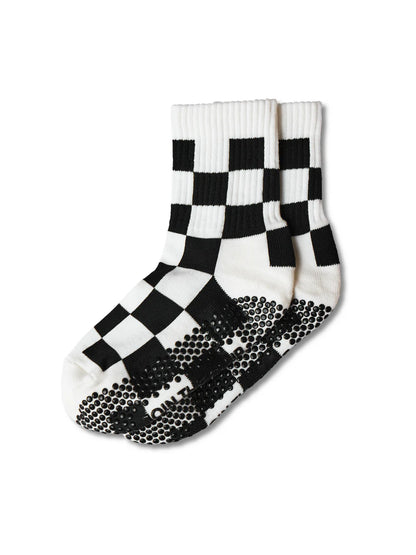 Checkered Crew Grip Sock - Black