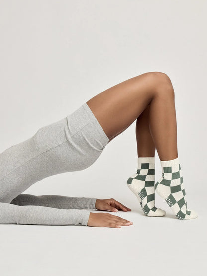 Checkered Crew Grip Sock - Khaki