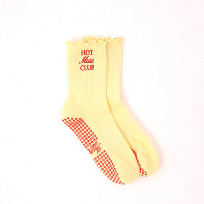 “Hot Muse Club" Grip Socks - Butter Yellow