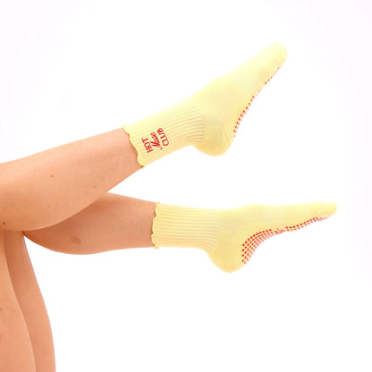 “Hot Muse Club" Grip Socks - Butter Yellow