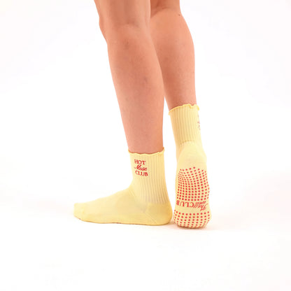 “Hot Muse Club" Grip Socks - Butter Yellow