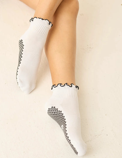 The Ruffle Grip Sock White