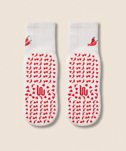 Crew Non Slip Grip Socks - Spicy Chilli