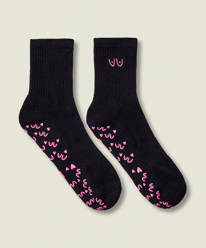 Crew Non Slip Grip Socks - Power in Pairs Black