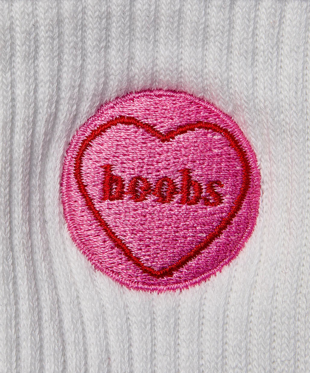 Crew Non Slip Grip Socks - I Heart Boobs Ivory