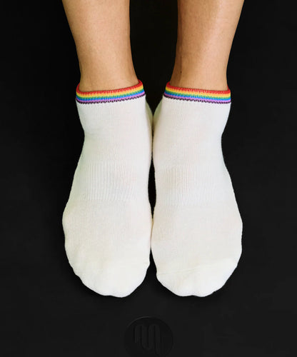 Classic Low Rise Grip Socks - Rainbow Ivory
