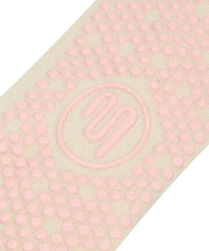 Crew Non Slip Grip Socks - Stripe Vanilla & Sage