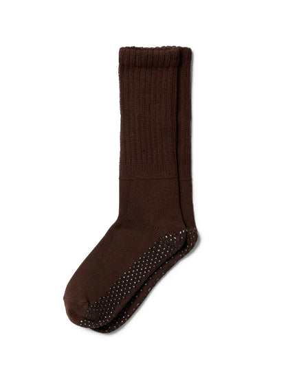 Diana Scrunch Grip Sock - Chocolate Brown