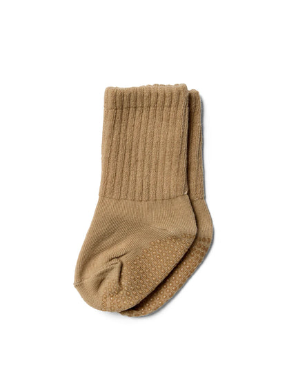 Baby Scrunch Grip Sock - Toffee