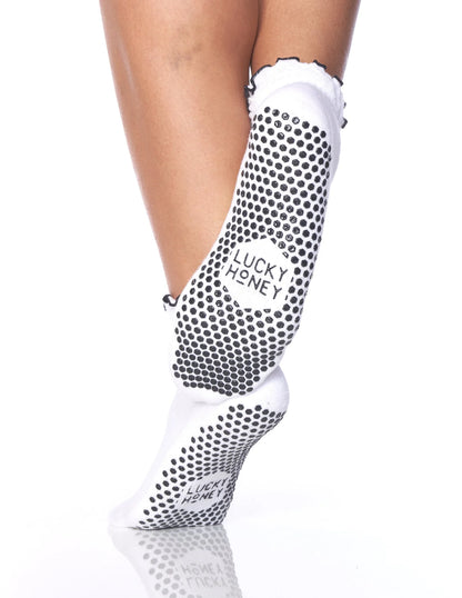 The Ruffle Grip Sock White